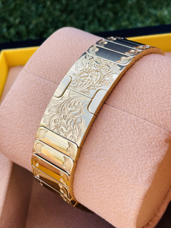Custom 24K Rose Gold 45MM Apple Watch SERIES 9 Stainless Steel Rose Gold  Band