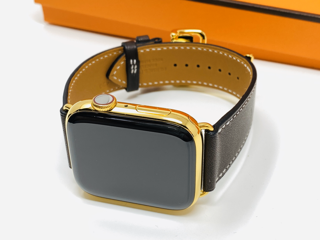 24K Gold Plated 45MM Hermes Apple Watch SERIES 7 Louis Vuitton Band LTE  CUSTOM