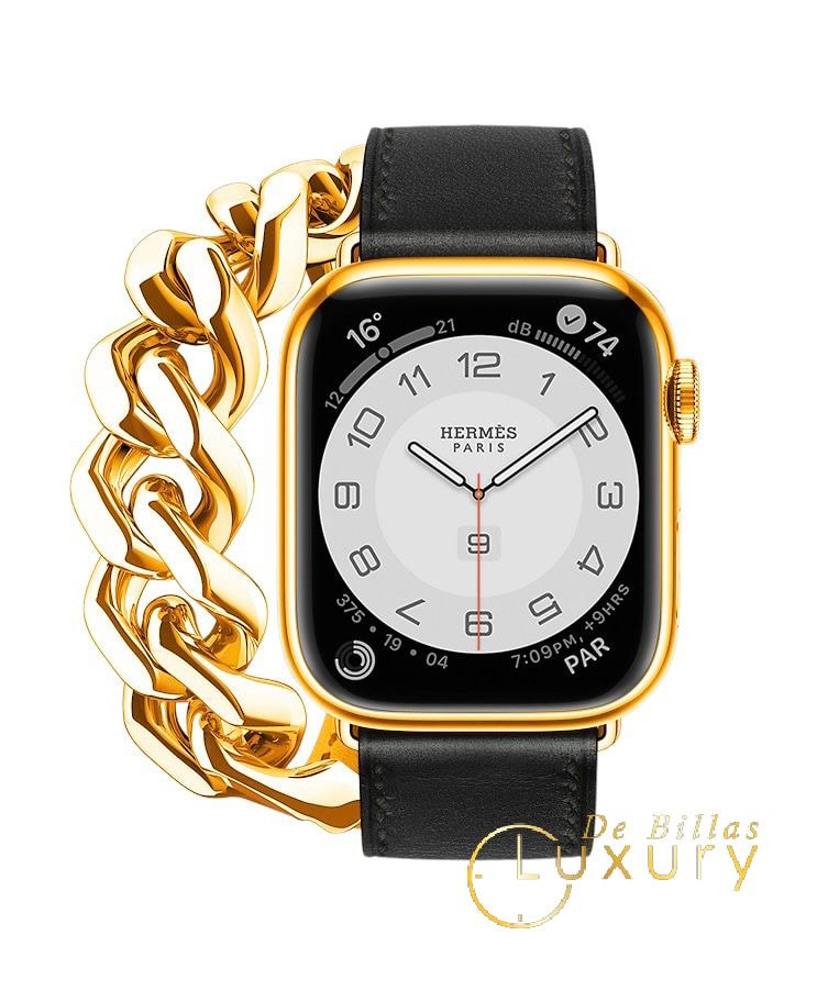 Hermes Apple Watch Gold Plated 24k Series 8 Gourmette Band 24k 