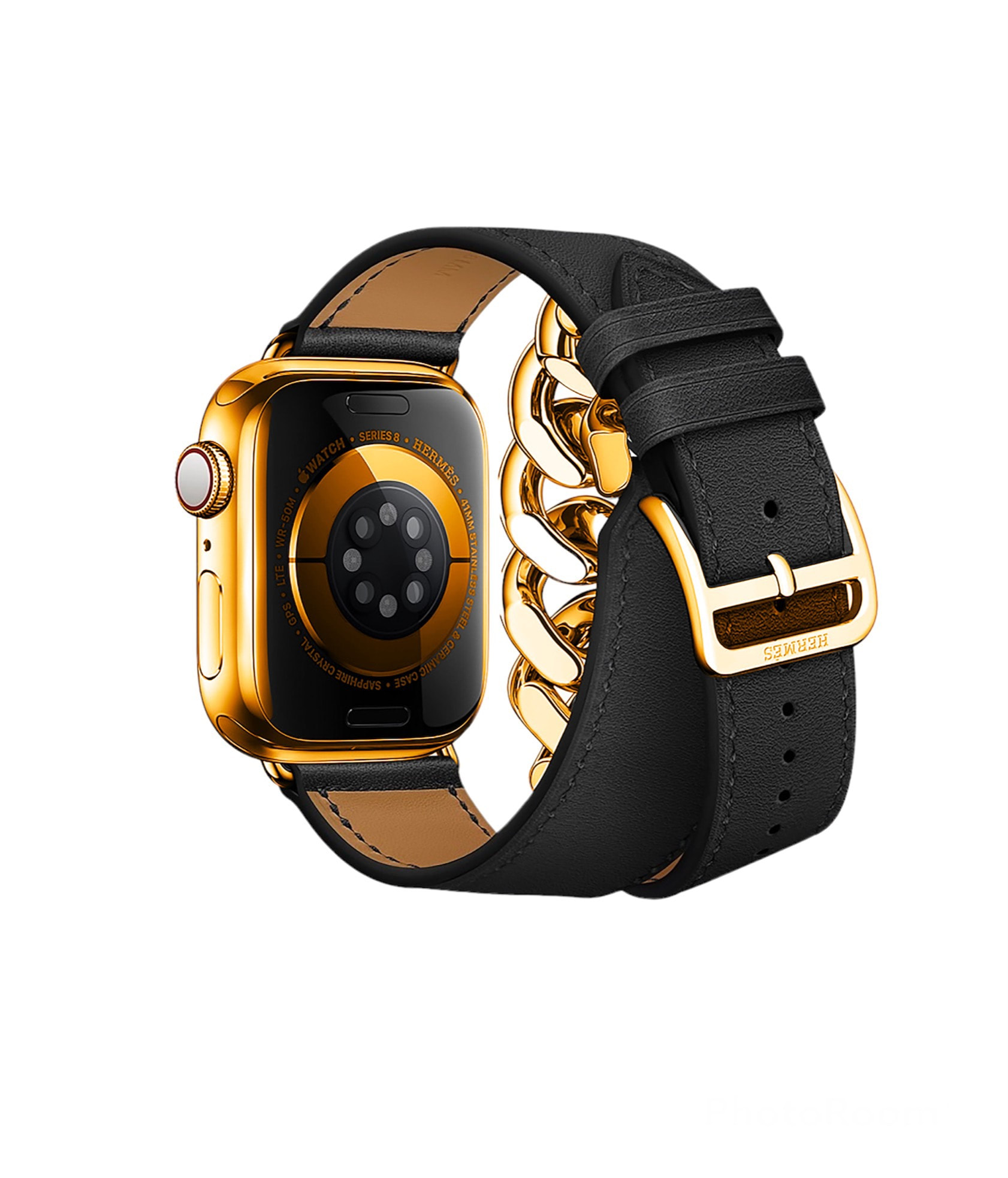 24k Apple Watch Hermes Series 9 41mm 24k Gold Plated Hermes metal Gourmette  Band