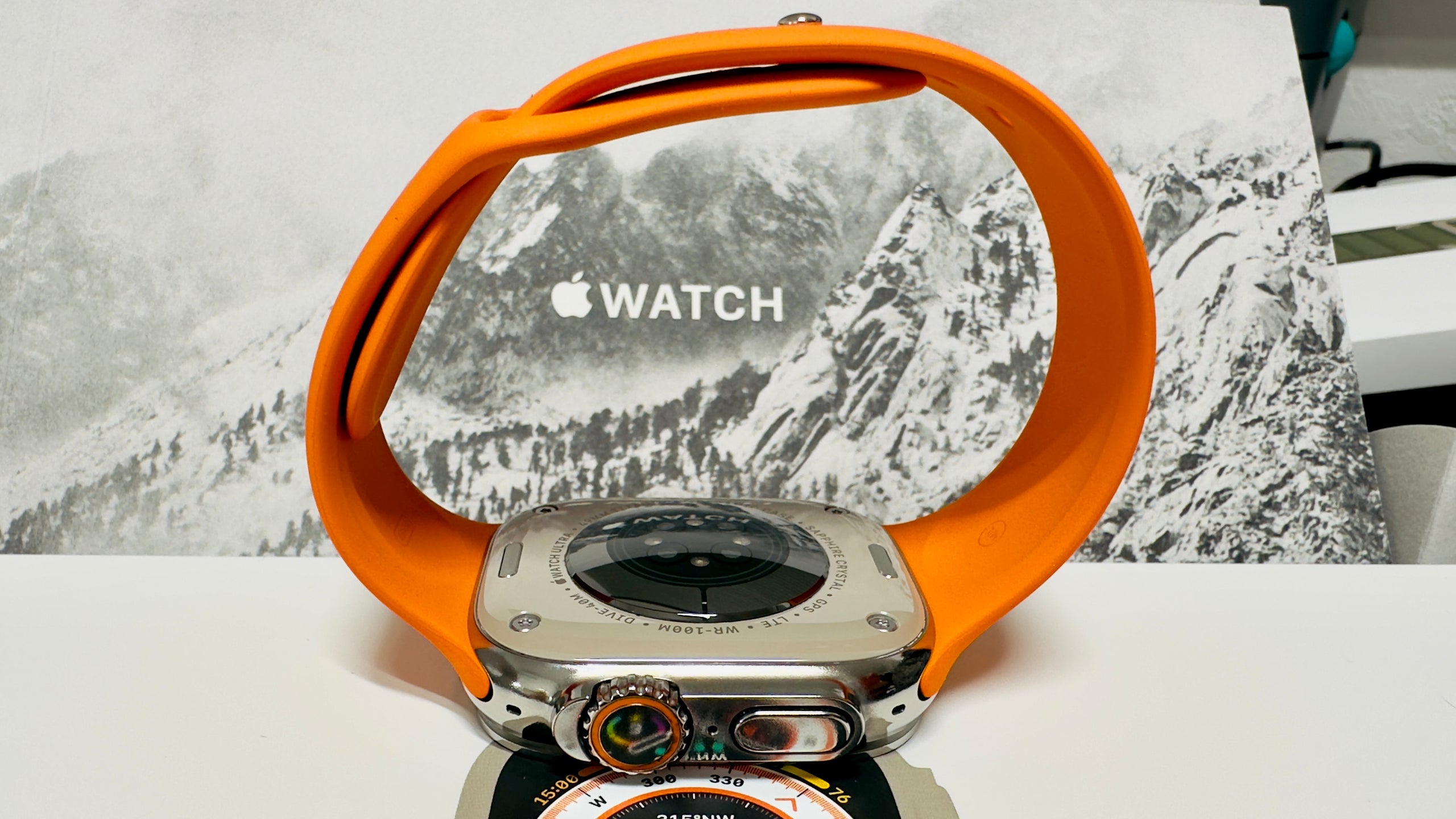 Polished 49MM Apple Watch ULTRA HERMES Deployment Orange Band Orange Button
